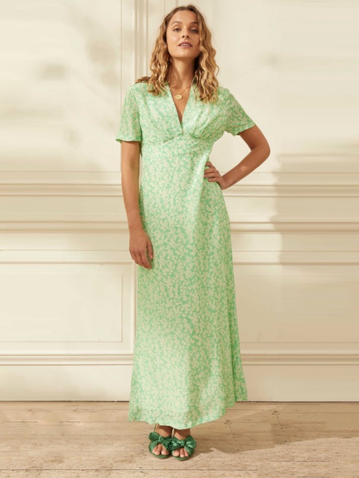 model in green dress