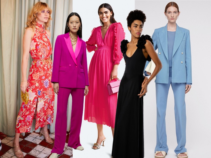 models wearing wedding guest outfits