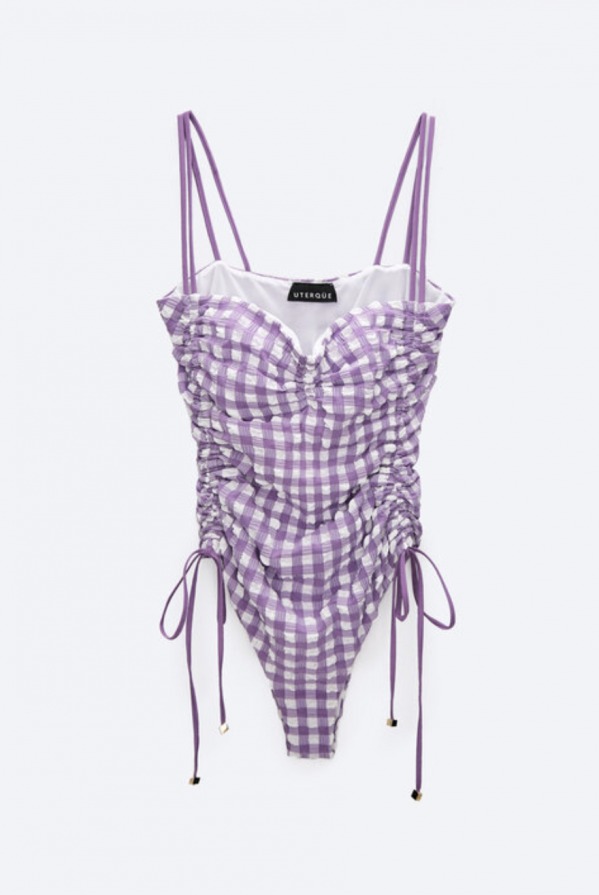 Gingham ruched swimsuit, £90 uterque.com