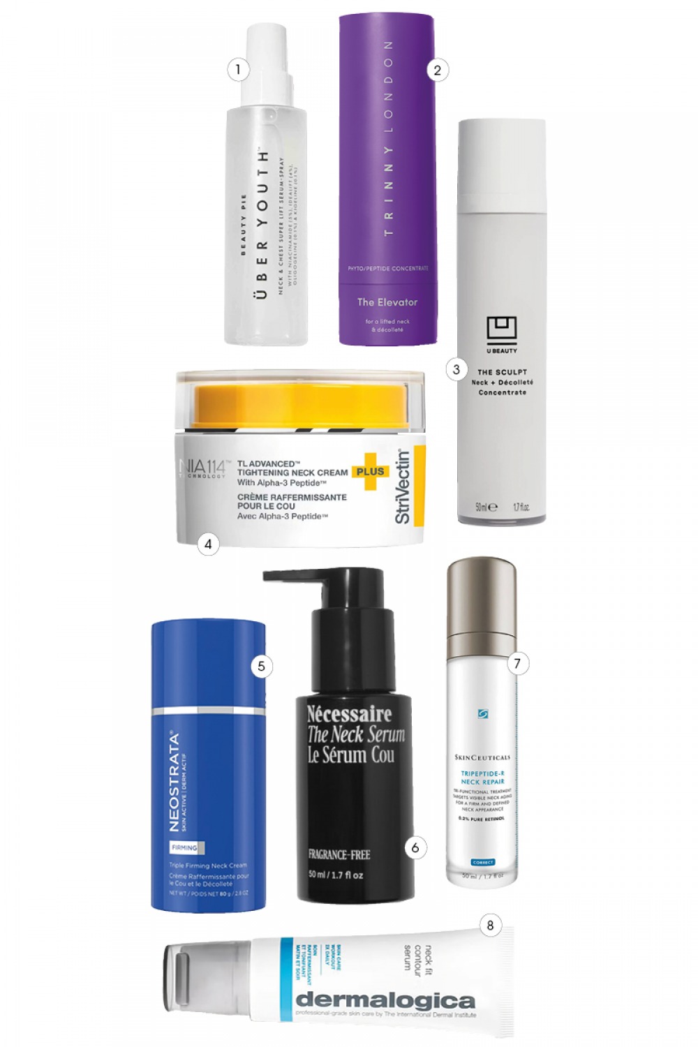 Product images numbered in a collage