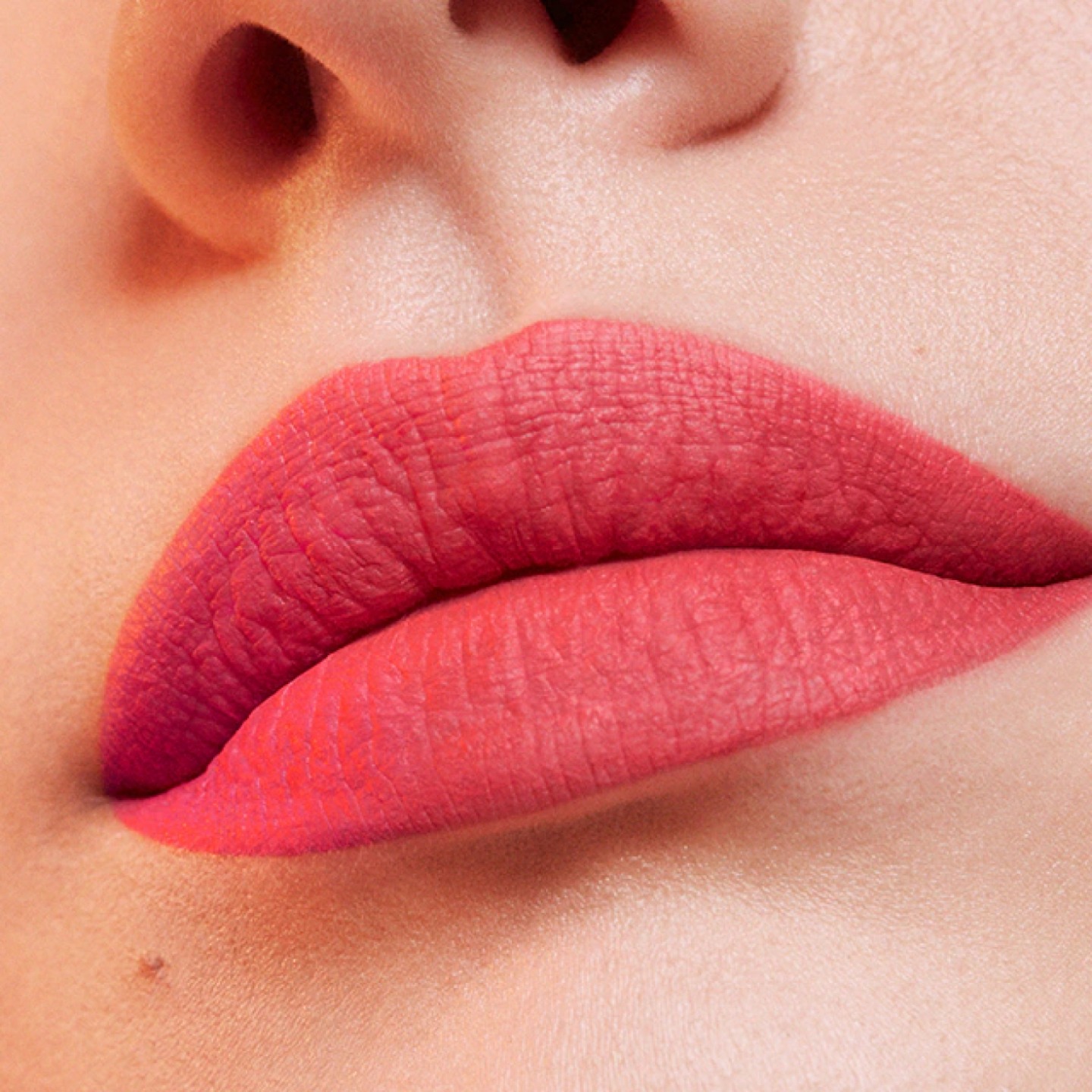 Close up of lips with red lipstick