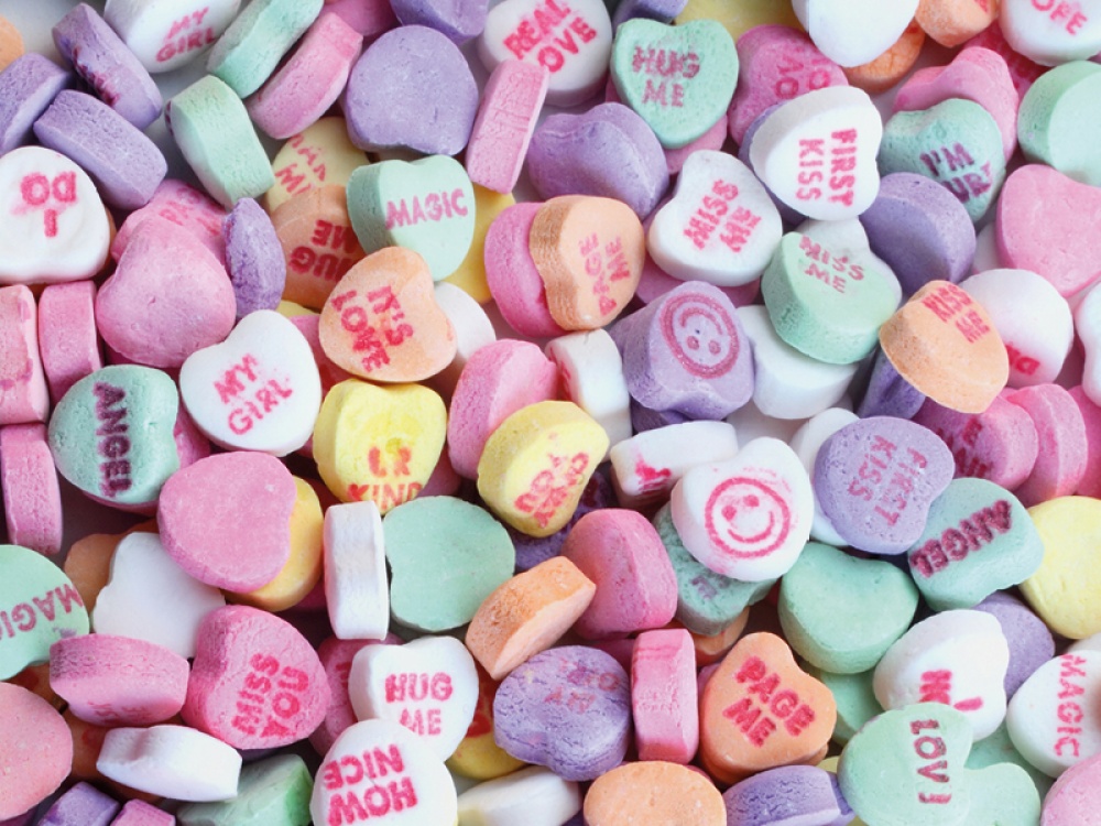 Candy Heart with phrases and smiles