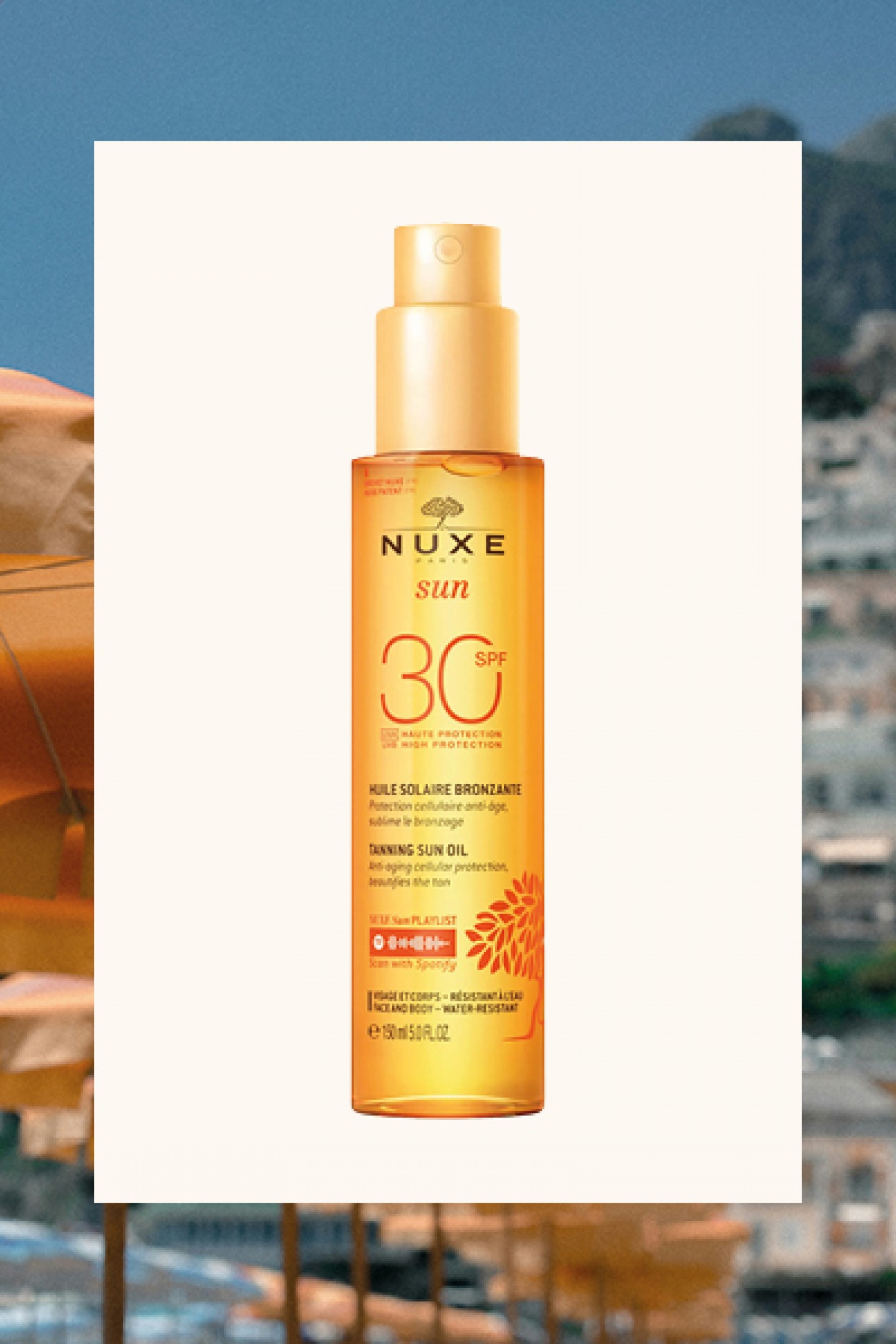 Tanning Sun Oil Face and Body SPF30, £24 NUXE