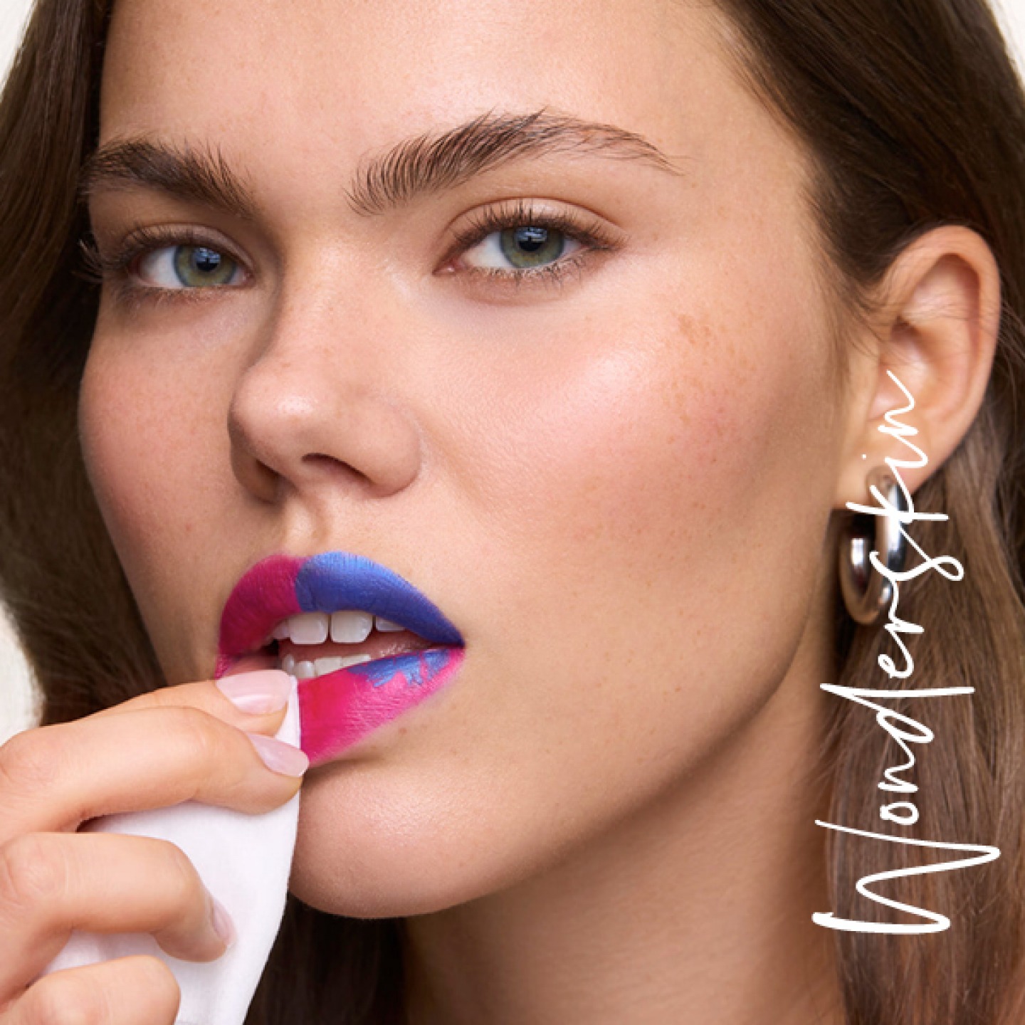 model cleaning lip stain from lips
