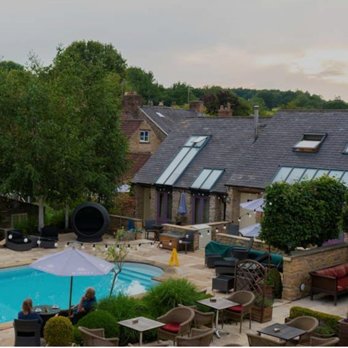 outdoor pool and bar area