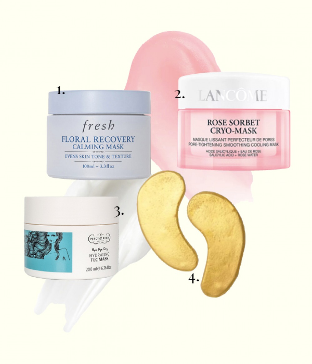 beauty products in collage