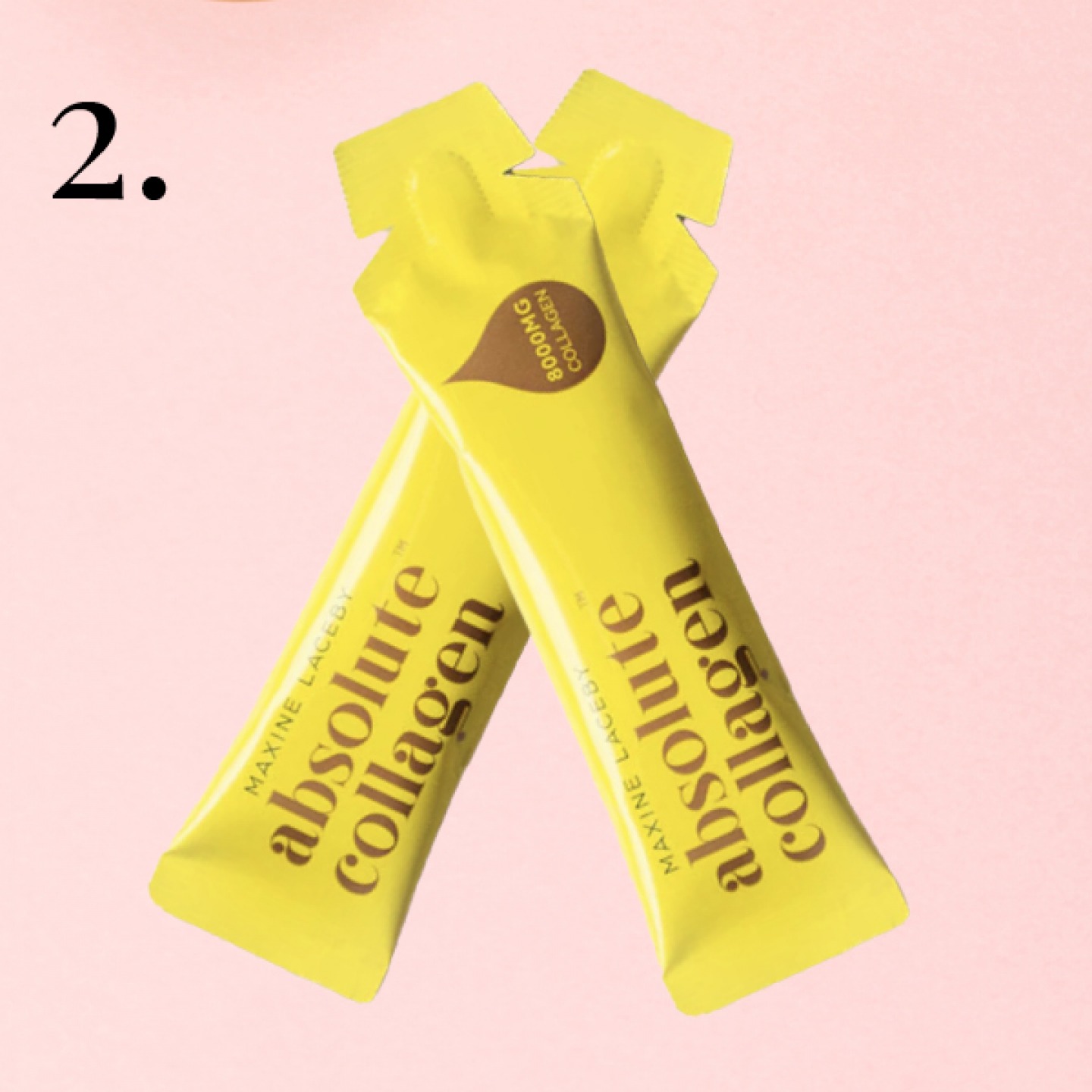 Collagen liquid sachets on pink background
