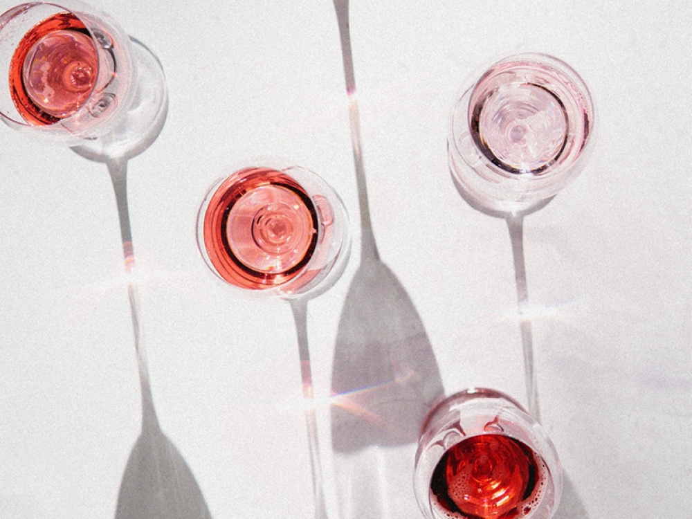 wine glasses from above
