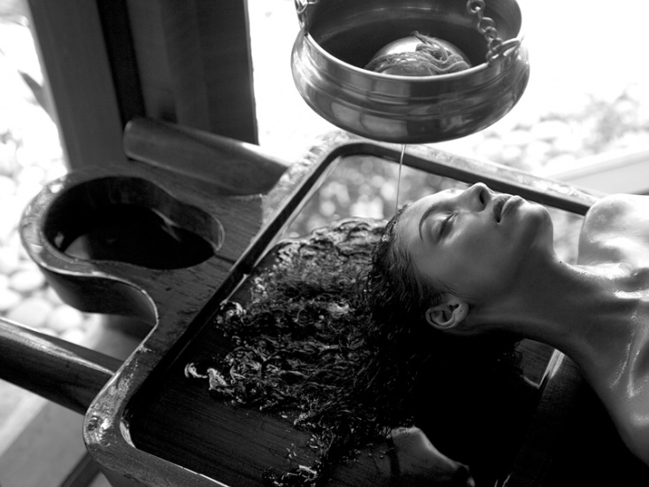 woman having a spa treatment outside