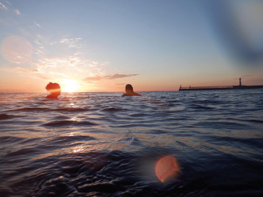 swimming in the sea