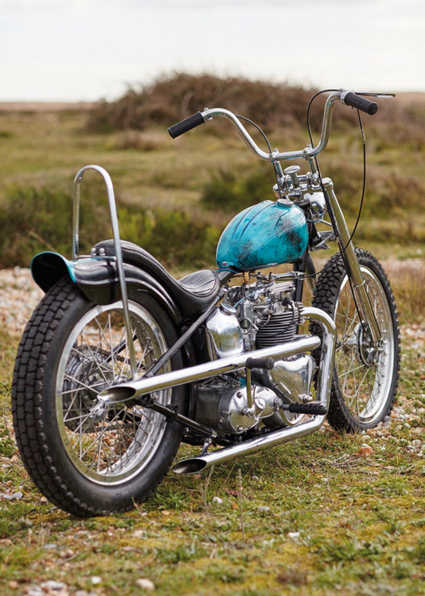 motorbike parked in field