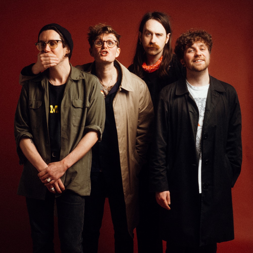 yard act posing during a band photoshoot
