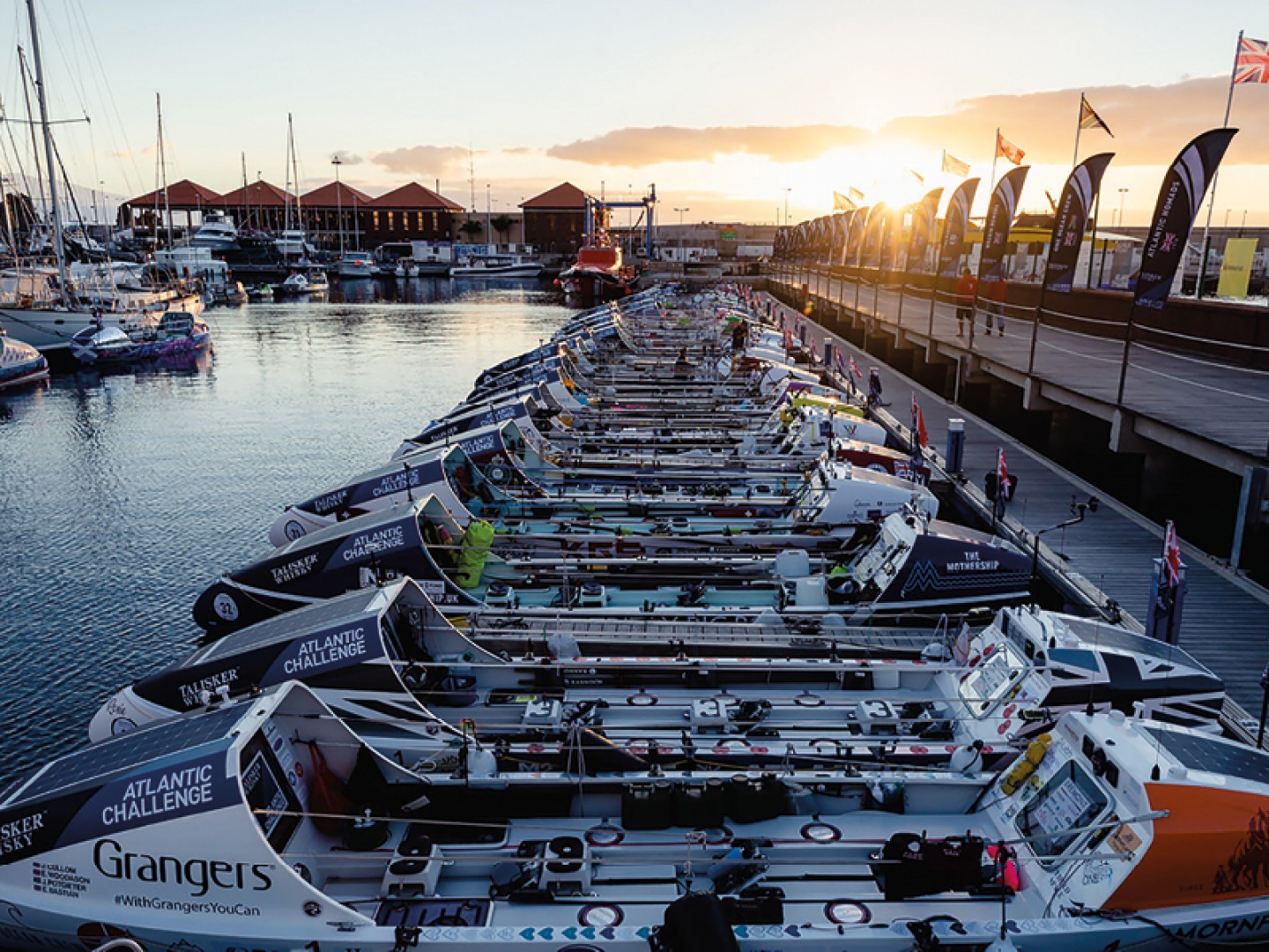Boats lined up in harbour at Atlantic Campaigns
