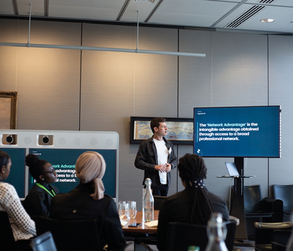 Tom Haywood-Pope, Zero Gravity's COO presents to members at an HSBC event