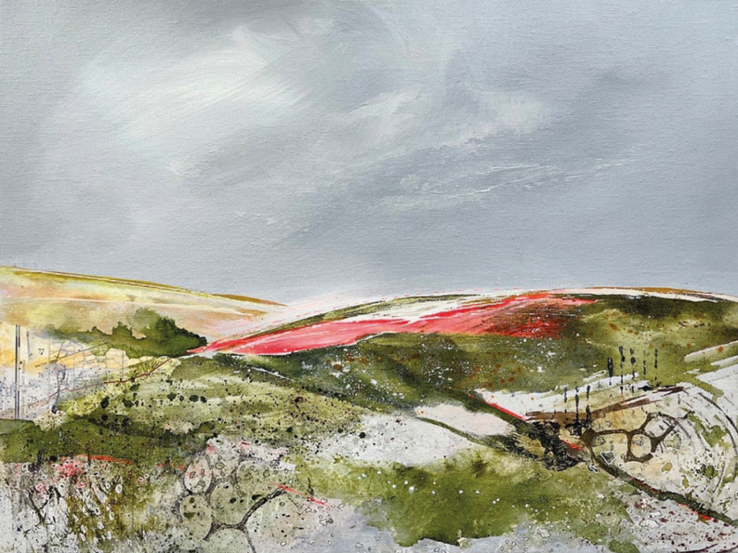 6 Miles to Malton mixed media on canvas