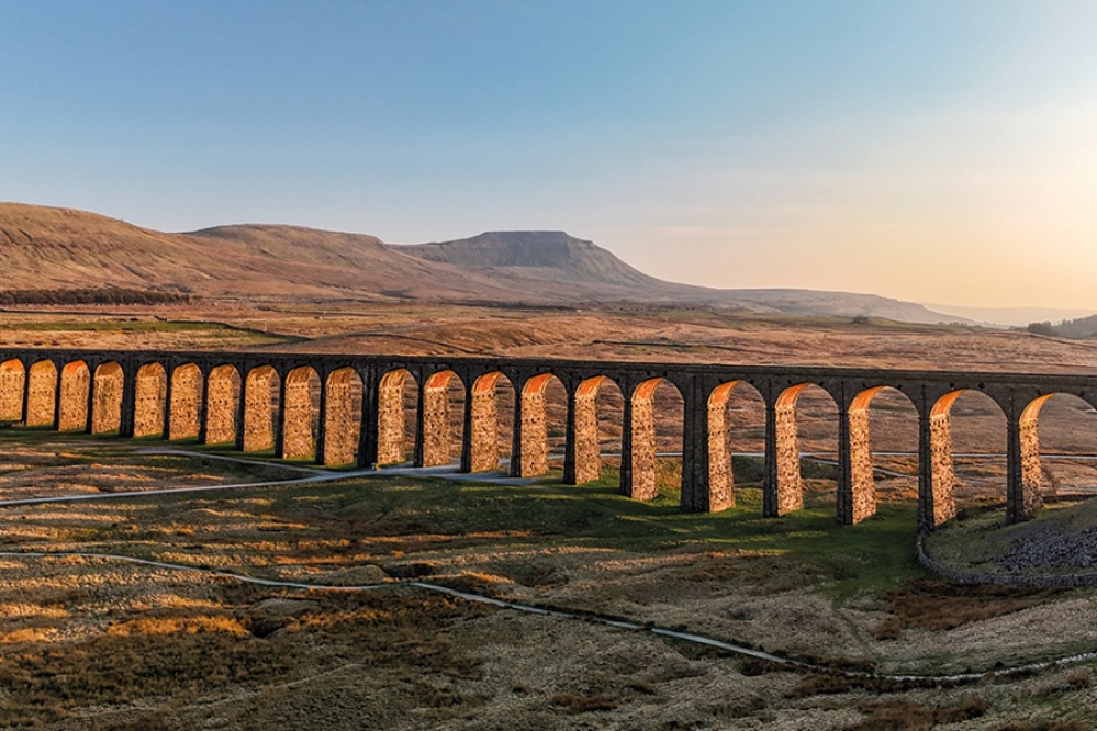 Viaduct in low spring sun