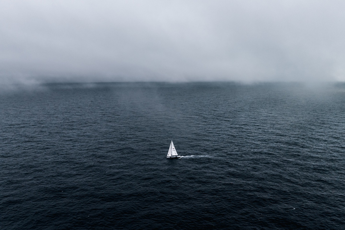 Clipper yacht in open seas