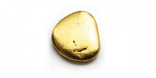 skimming stone covered in gold leaf