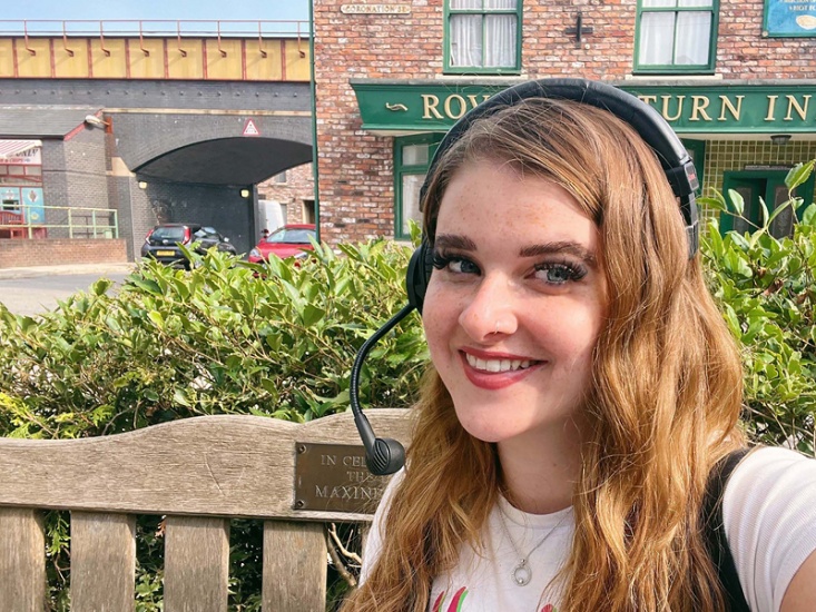 Katie on set of Coronation Street