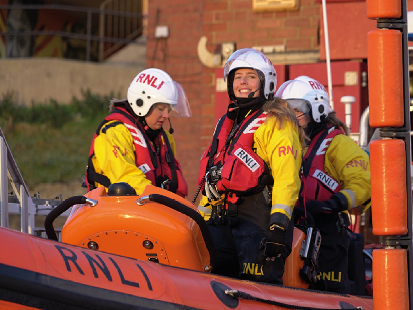 A team of women on a RNLI boat