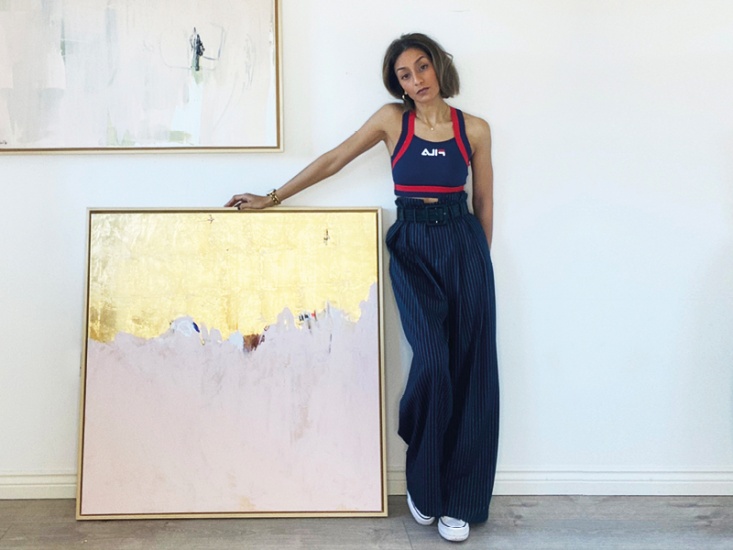 Designer Kirath Ghundoo with her Internationally-Loved Paintings