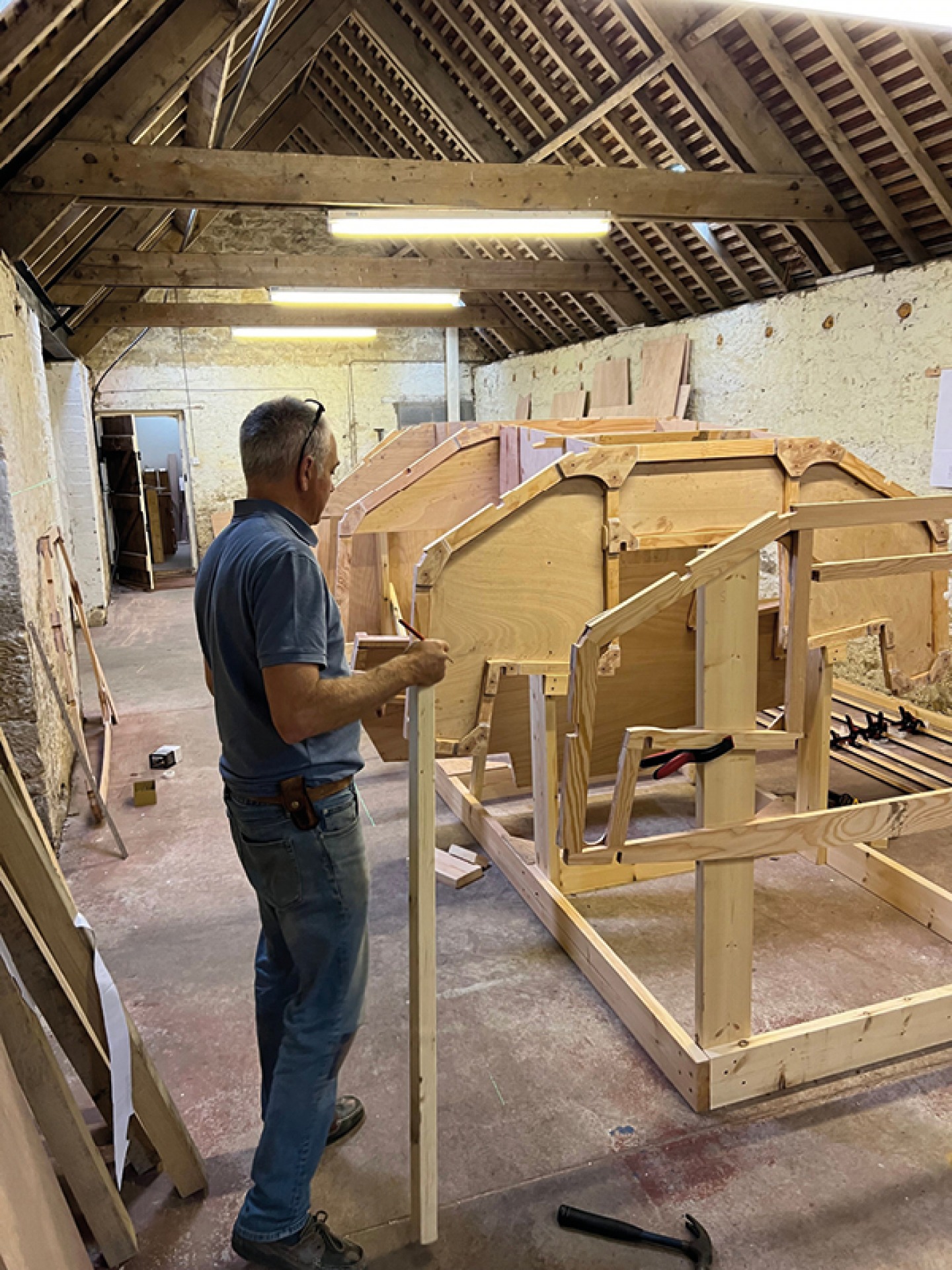 Adam making the wooden Frame for the boat