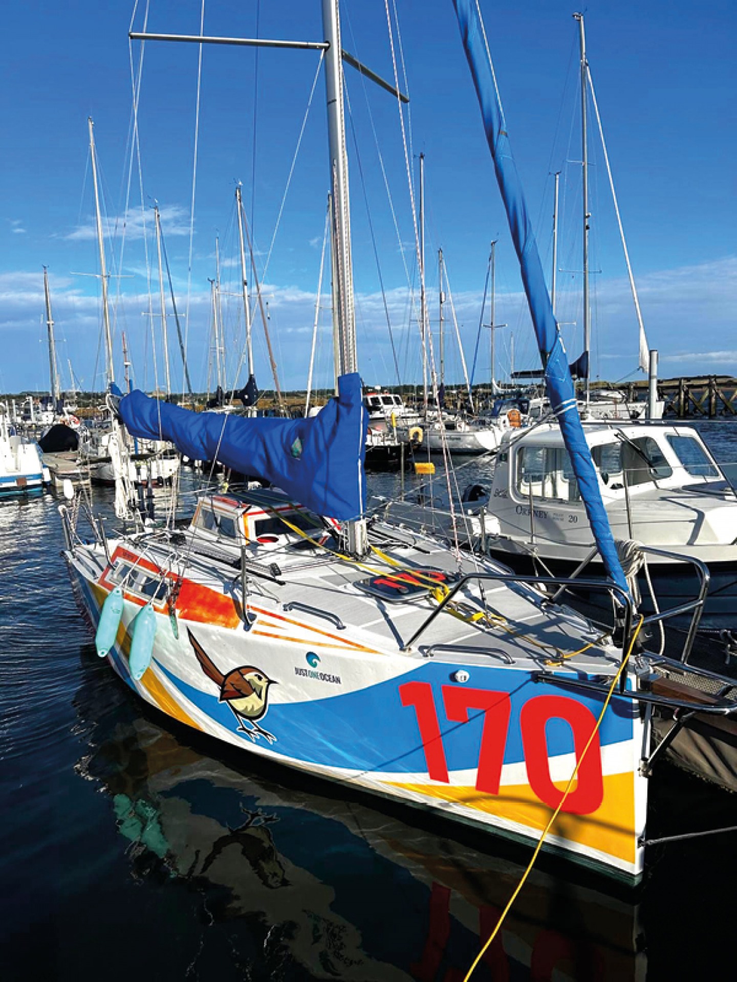 the finished boat on the water