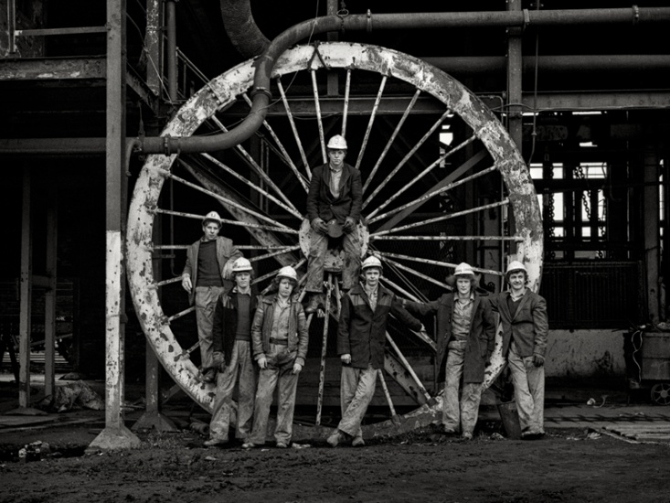 Mining Apprentices with Winding Wheel - Ashington Colliery 1981 All images (c) Mik Critchlow