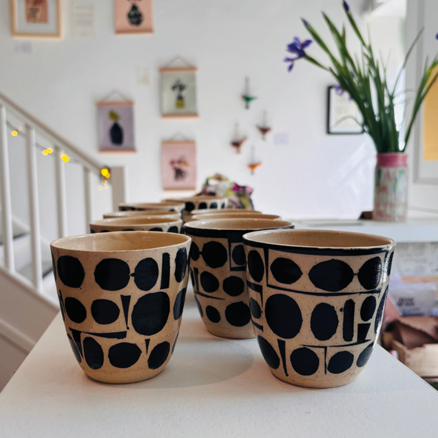 Abstract black and beige pots 
