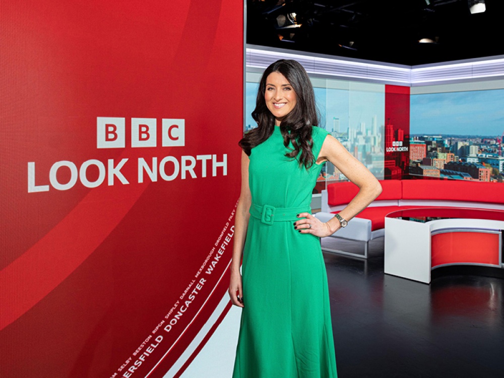 Amy Garcia on set at BBC