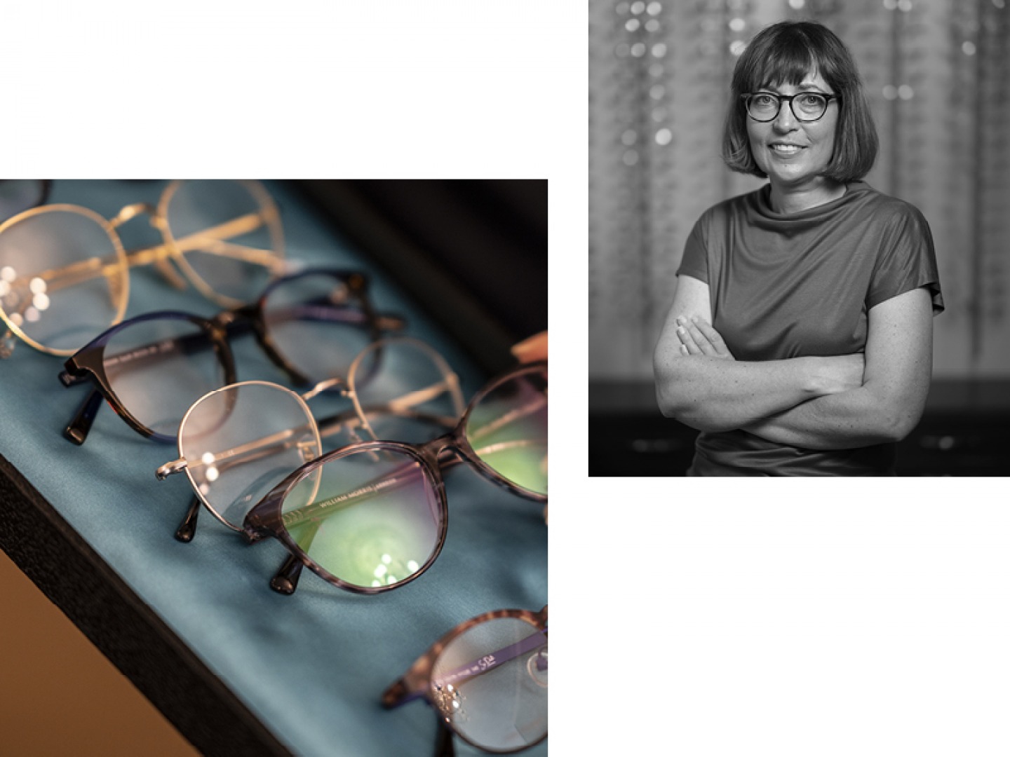 glasses, woman smiling