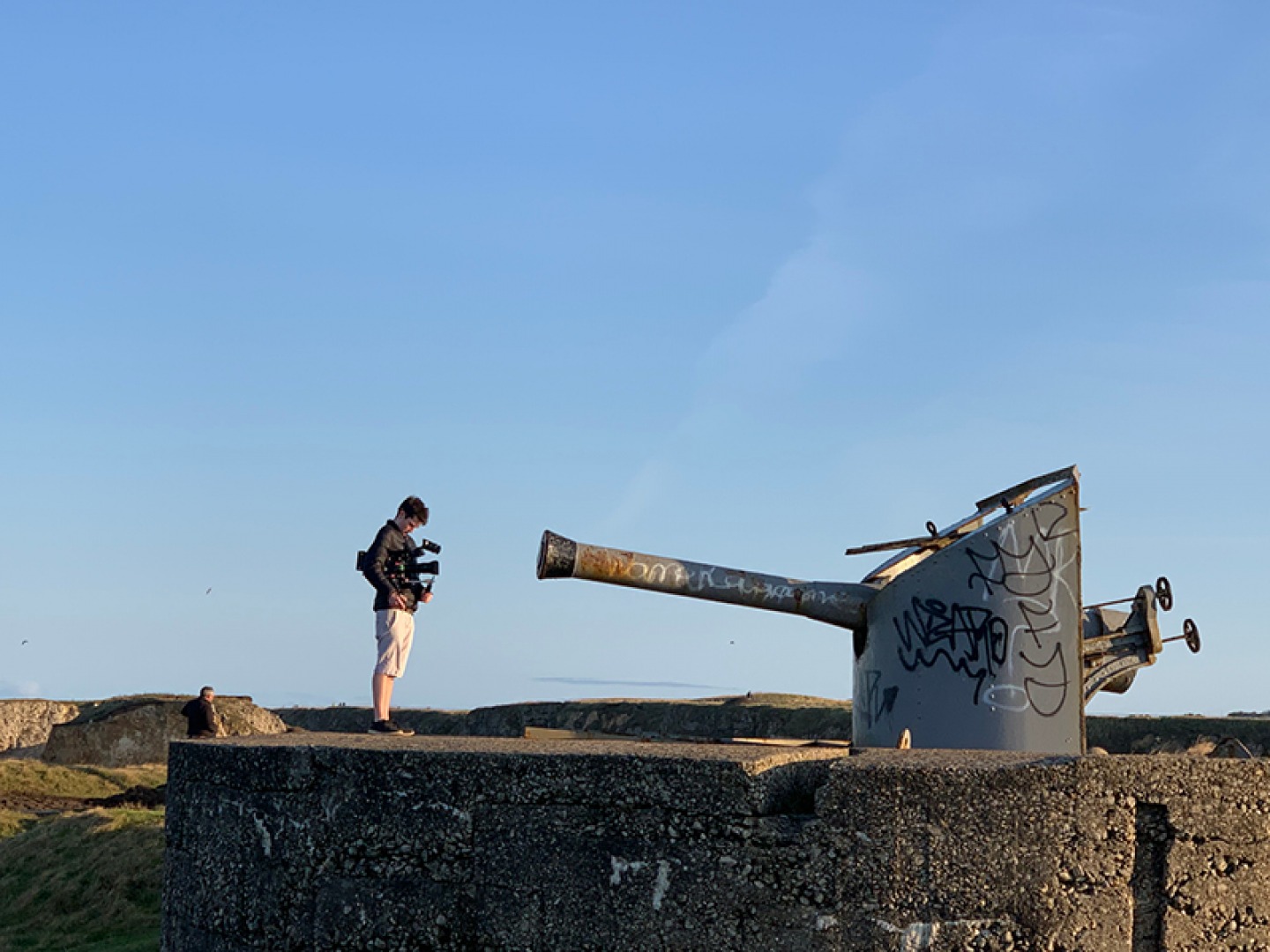 Filming the disappearing gun at Trow Point