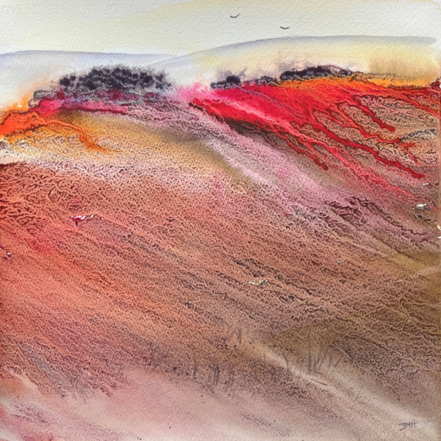 Colourful landscape of pink and reds