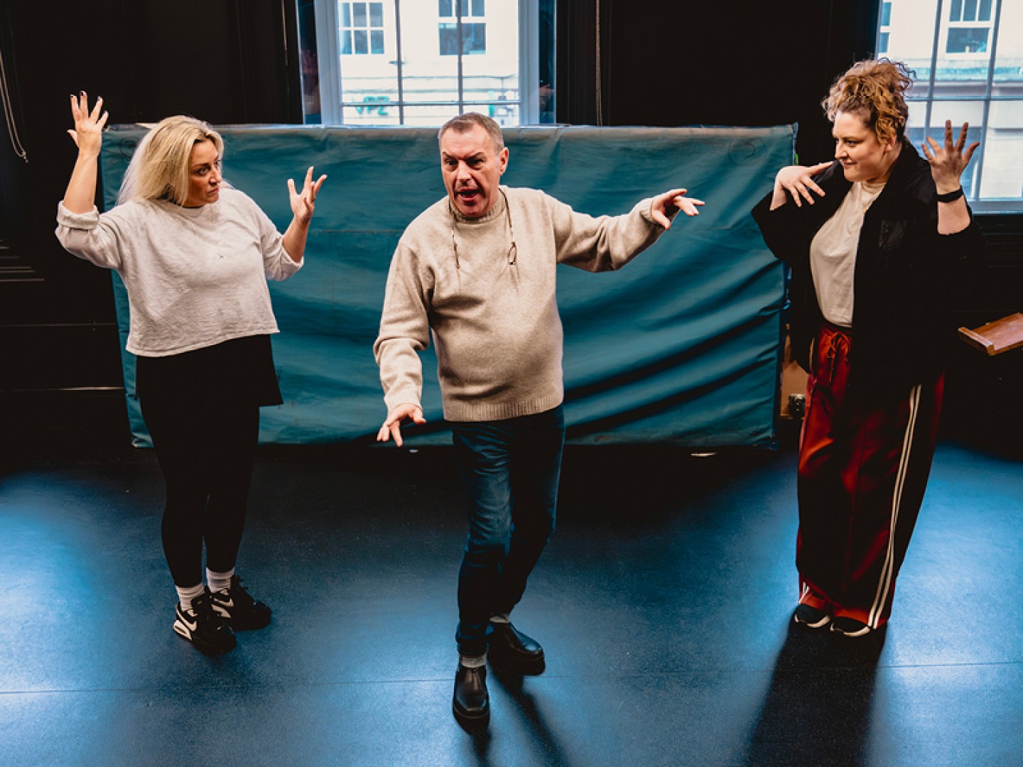 Actors rehearsing for Panto