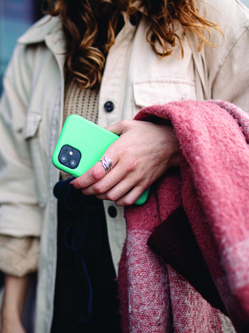 model holding eco friendly phone case
