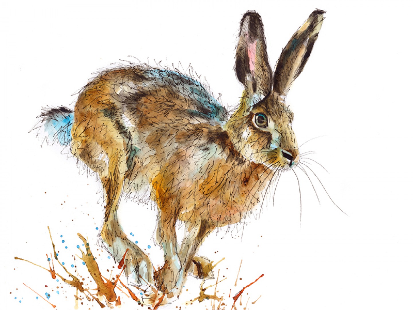 running hare painting