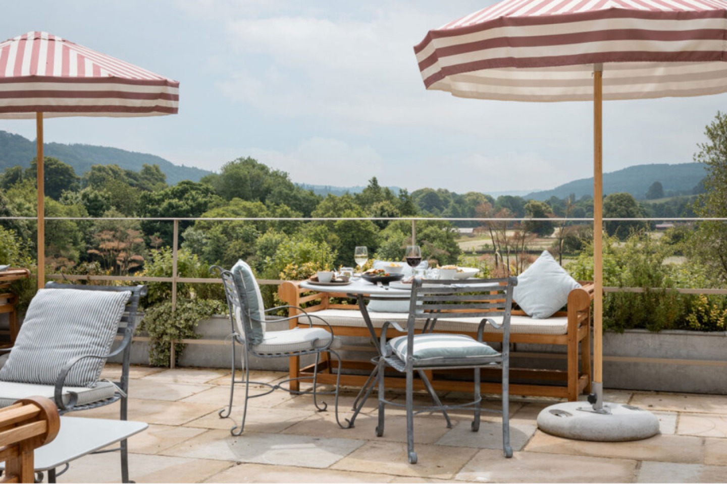Table of Food On The Terrace at The Garden Room Restaurant