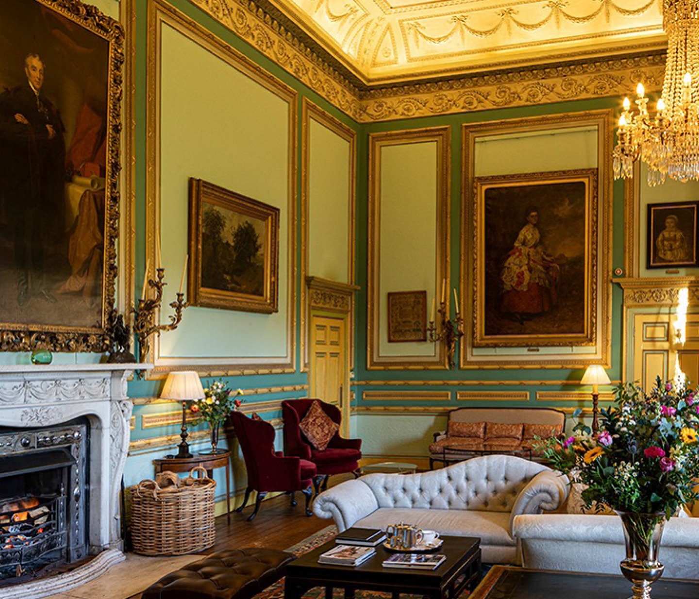 Living/sitting area at Swinton Park, Yorkshire