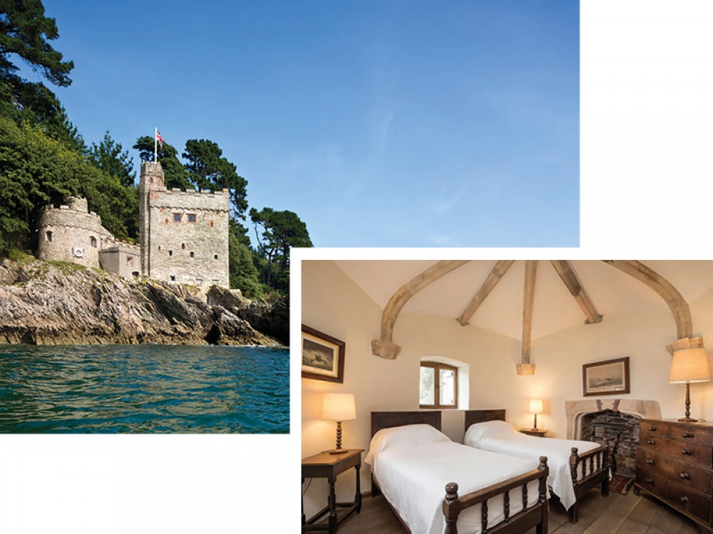 External shot and bedroom at Kingswear Castle, Devon