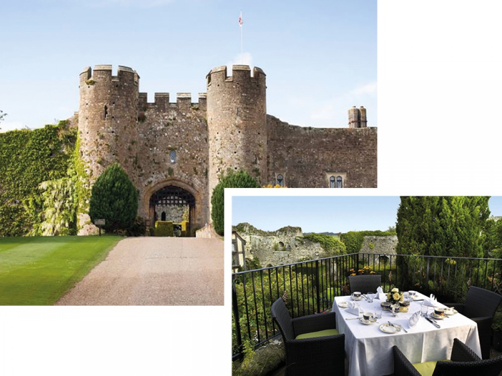 External shot and balcony set with table at Amberley Castle, Sussex