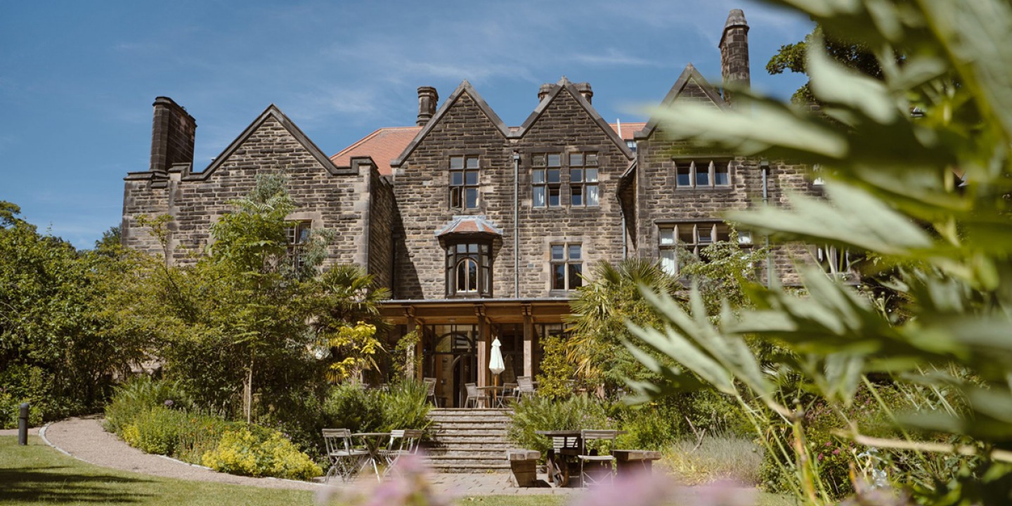 Exterior shot and gardens at Jesmond Dene House