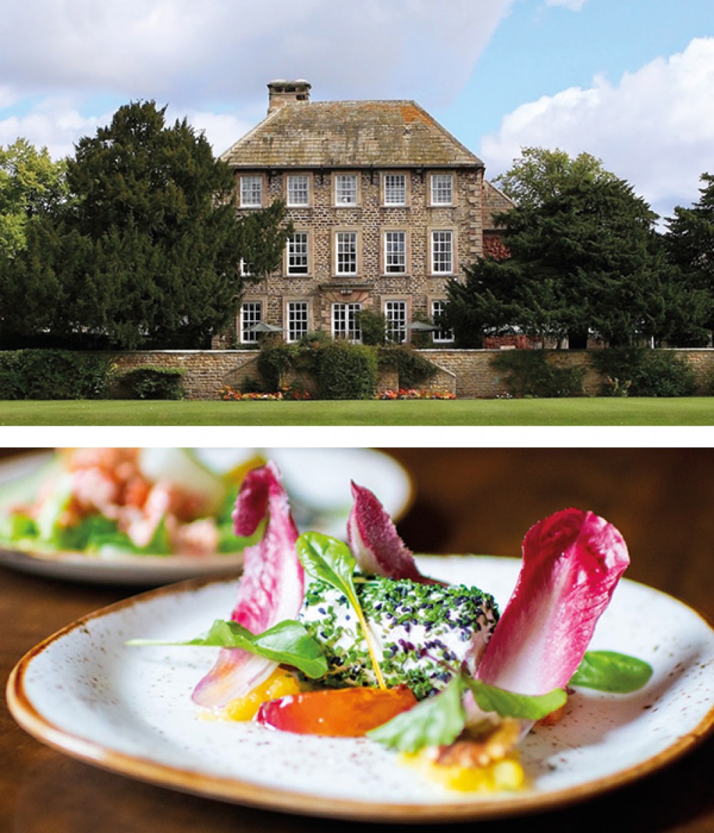 External shot and food shot at Headlam Hall