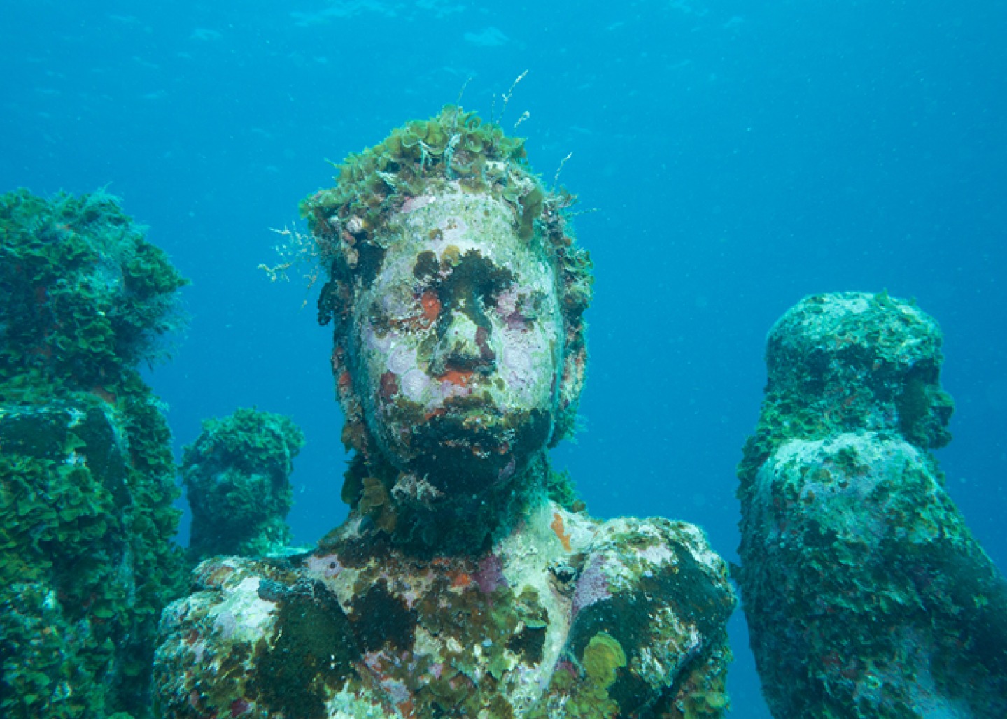Underwater Museum, eroded statues underwater