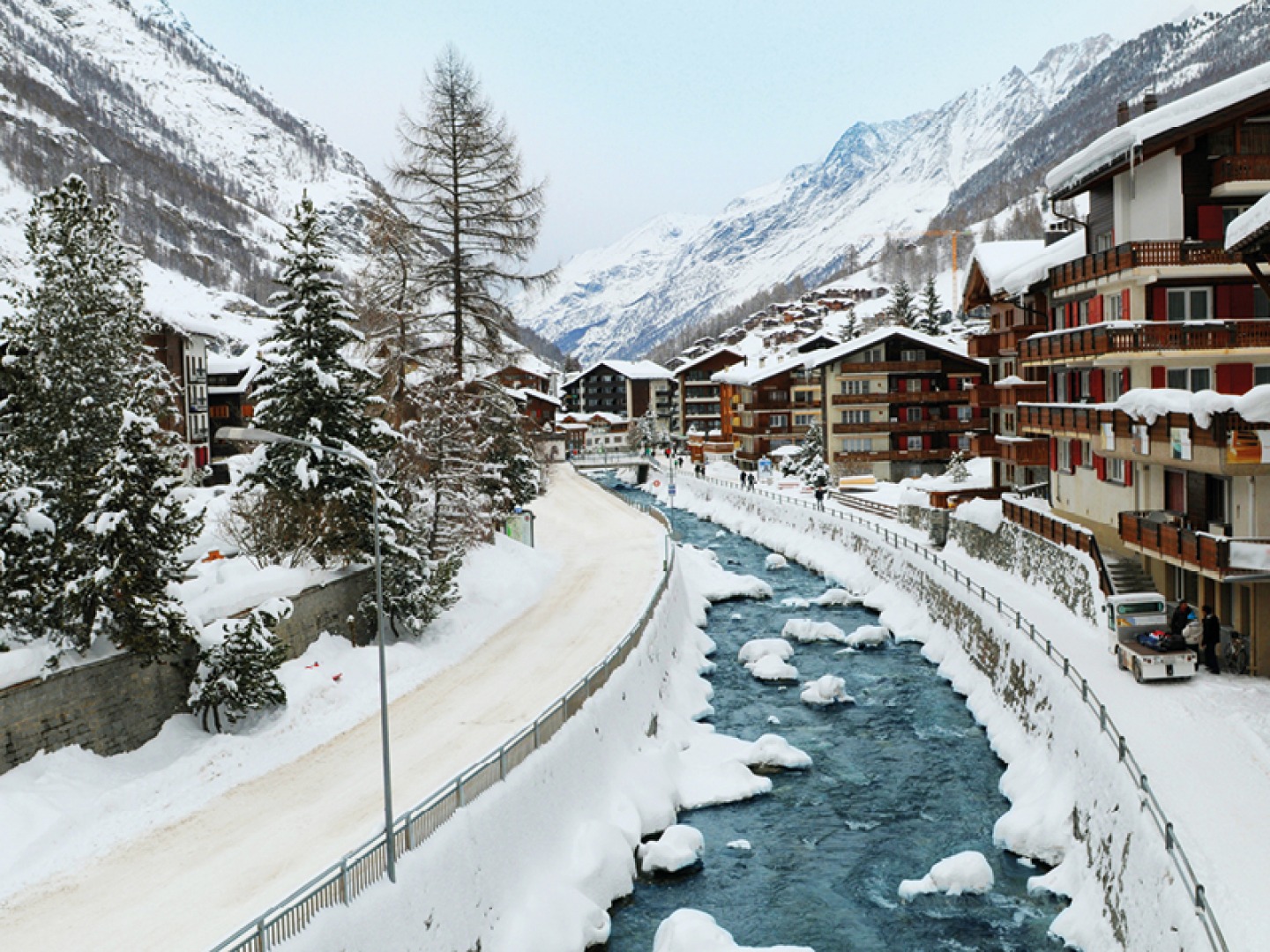 Zermatt village in winter