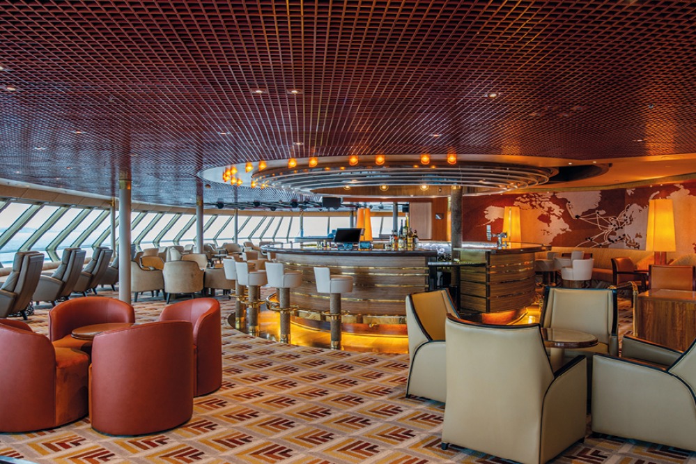 Circular shaped Observatory Bar at from of the ship