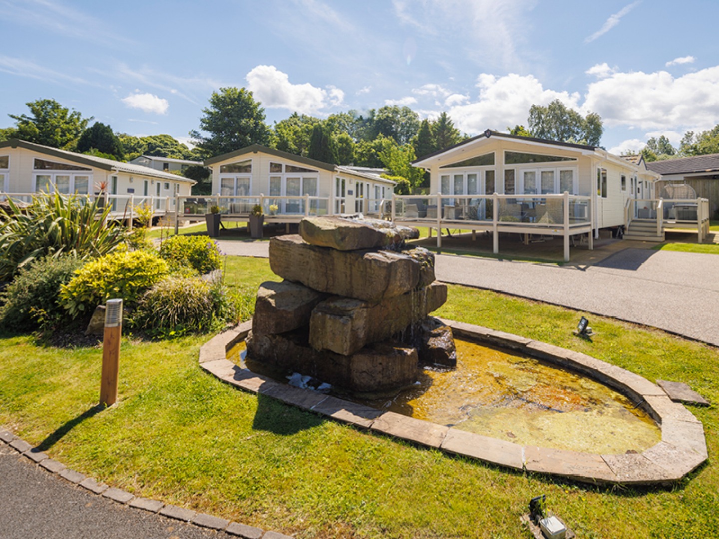Modern lodges in holiday park