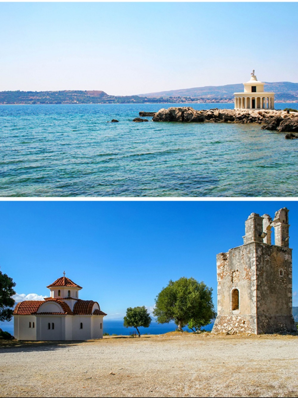 Top: Greek Lighthouse Bottom: Greek Monastery