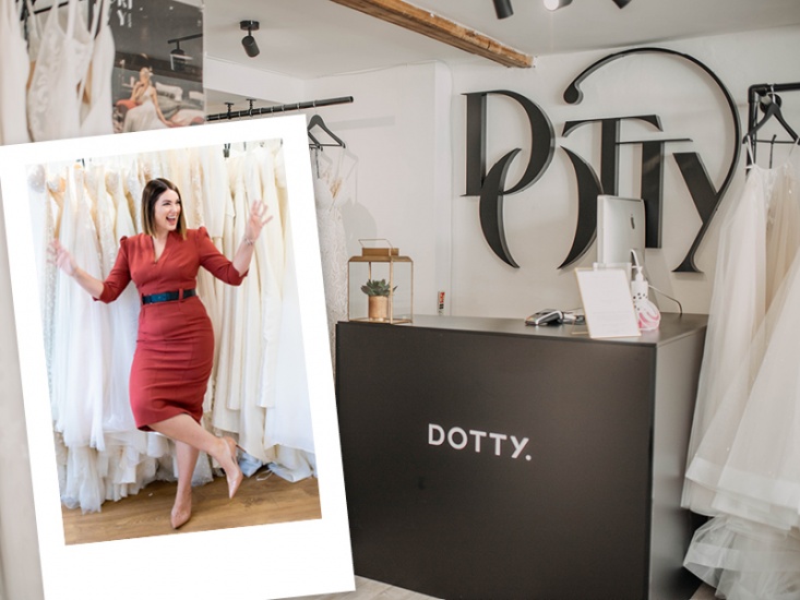 Photograph of Shannon Martin and an internal shot of the Bridal Shop