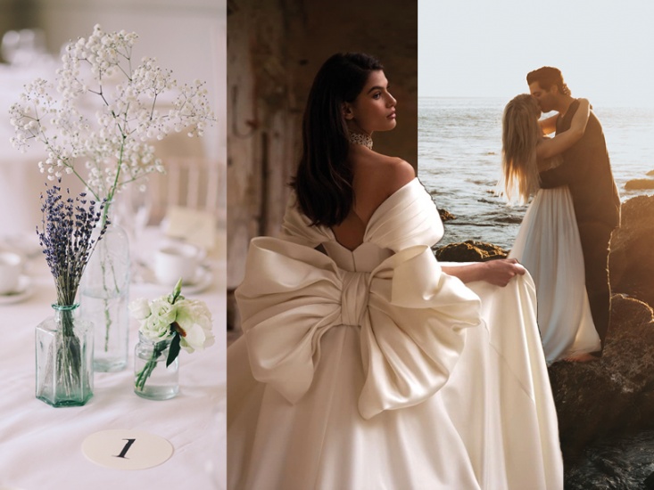 Flowers, Bride and Couple