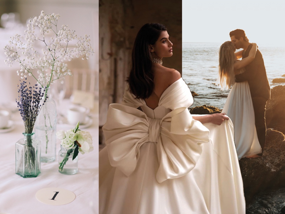 Flowers, Bride and Couple